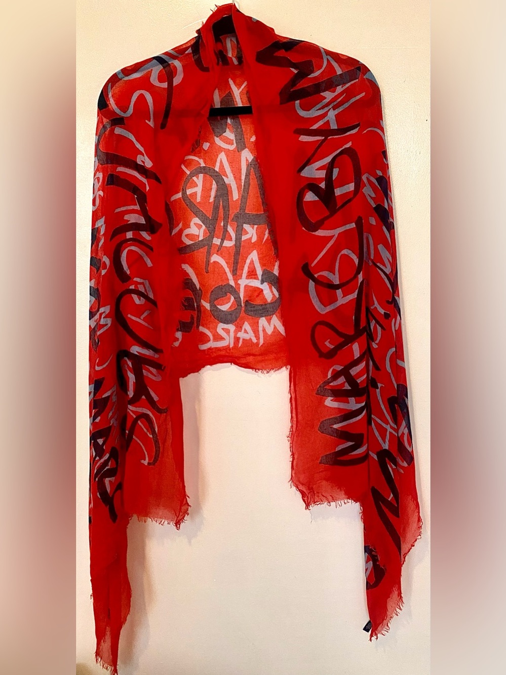 MARC JACOBS all weather scarf Red, Navy and sky blue 100% Modal